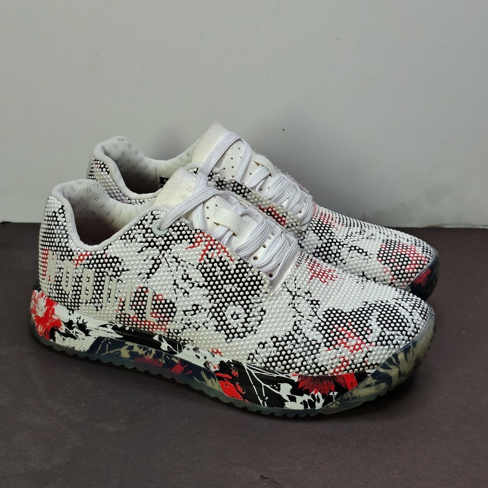 NOBULL SuperFabric Trainer White Black Red Floral Camo Shoes Womens 7 Mens 5.5 - Picture 2 of 12